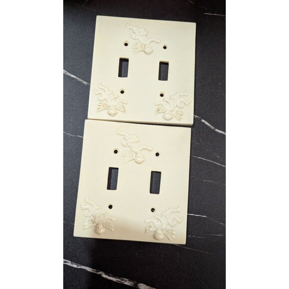 Decorative Double Light Switch Covers With Cherub Design Lot Of 2 Vintage Style - Picture 5 of 6
